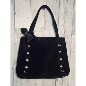 Eric Javits NY Velvet Bow Tie Shoulder Bag with Brass (tone) Hearts